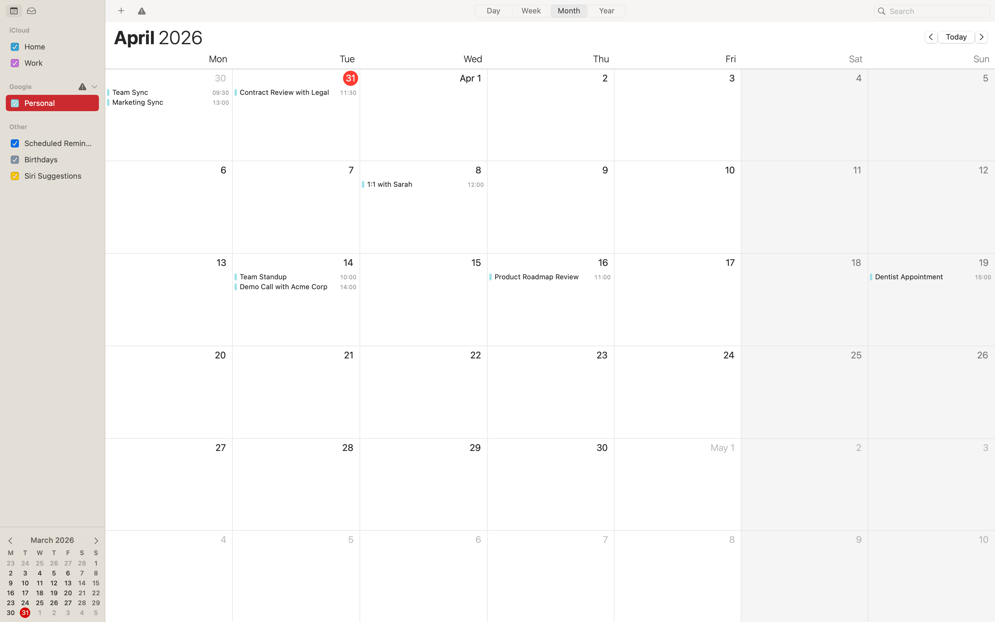 Apple Calendar synced across all your devices