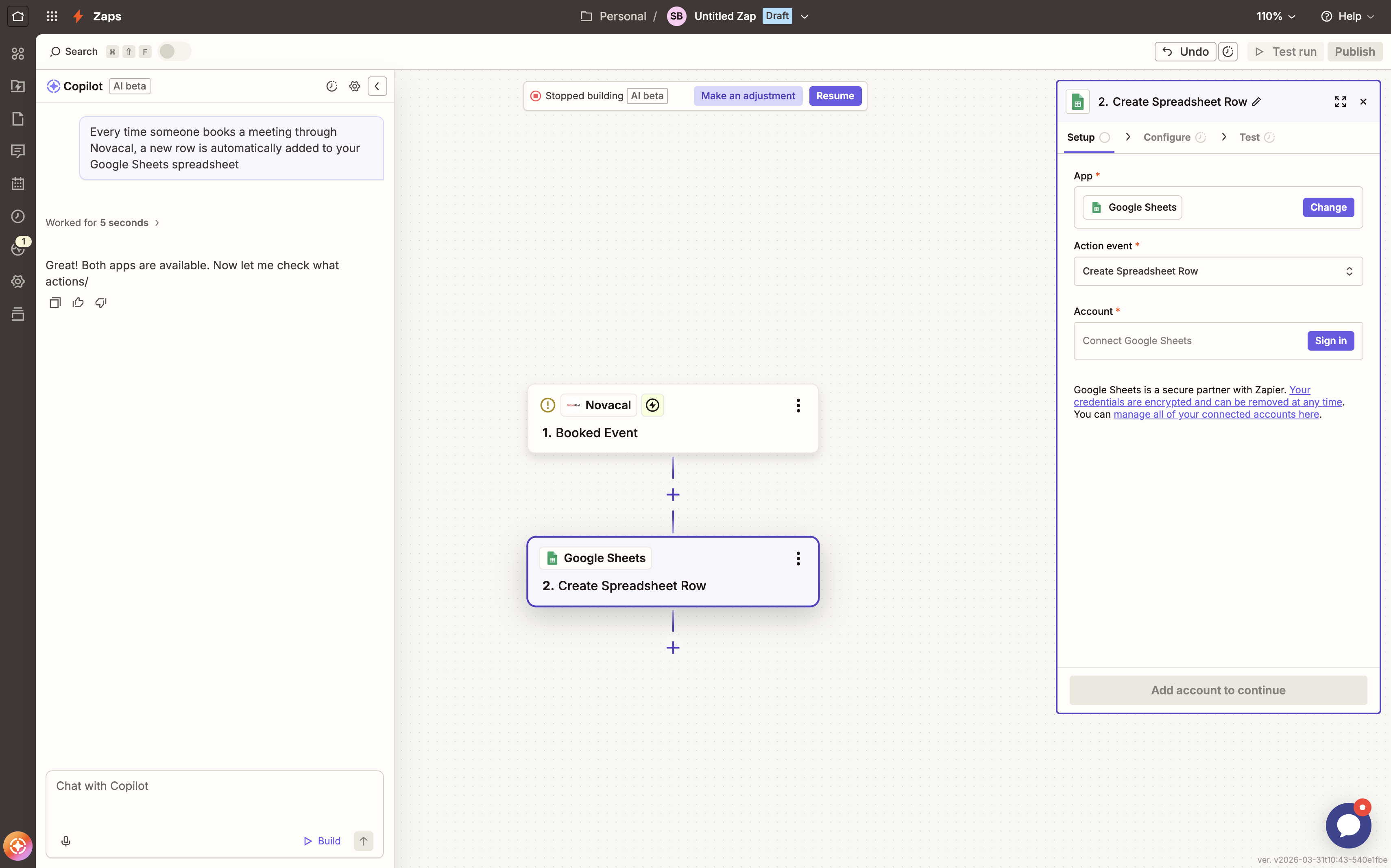 Novacal booking events triggering automated Zapier workflows