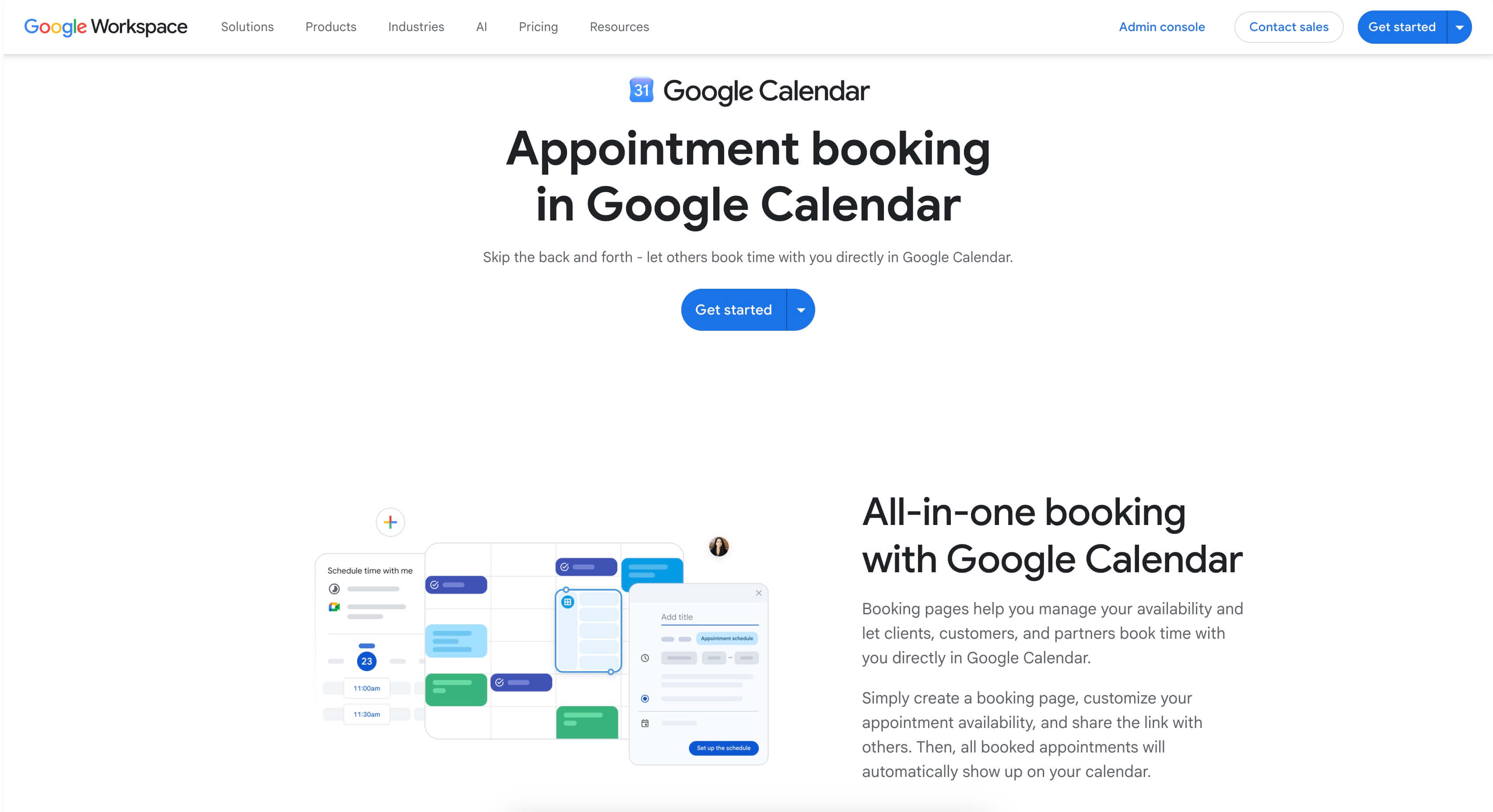 Google Calendar appointment schedules booking page