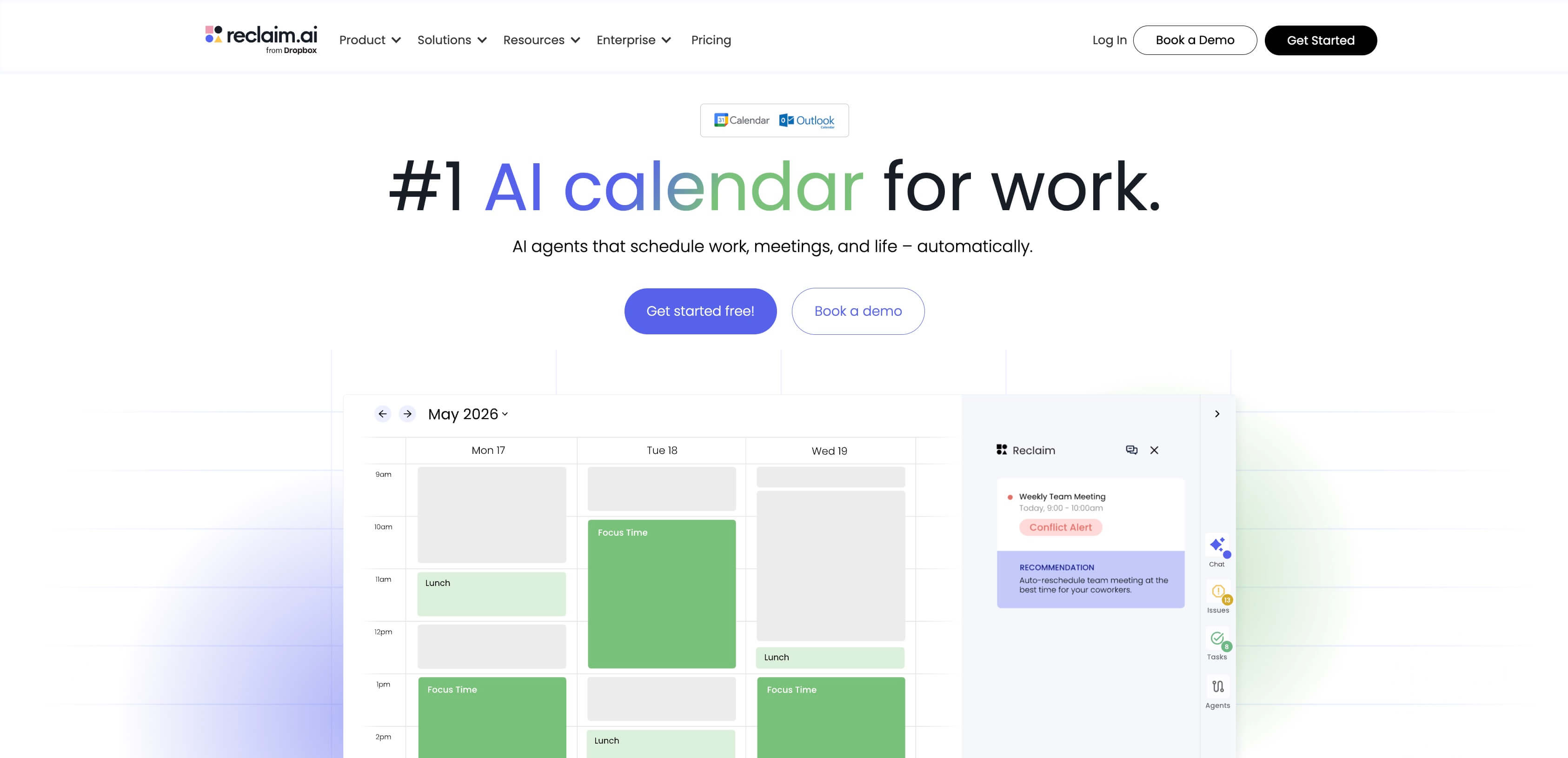 Reclaim AI calendar planning and time blocking app