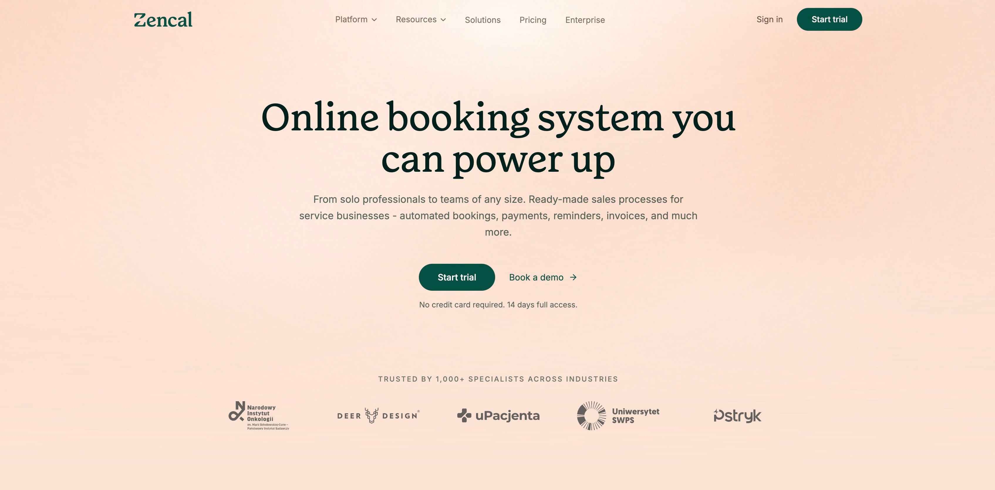 Zencal scheduling and booking platform